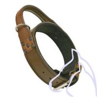 Collier Cuir chiens d'intervention avec poignée 70/80 x 7,5 cm, marron